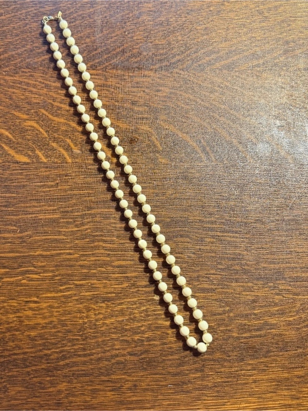 Monet Pearl Bead Necklace in White & Gold Like New